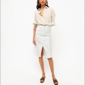 White denim pencil skirt with slit
